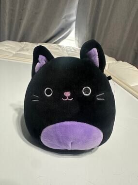 Squishmallows Autumn Black Cat Purple Belly Plush Pre-Owned